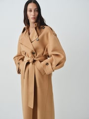 Mango Brown Double-Breasted Wool Coat - Image 3 of 7