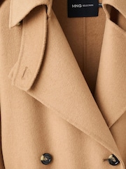 Mango Brown Double-Breasted Wool Coat - Image 6 of 7