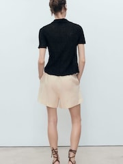 Mango Cream Straight-Fit Linen Shorts With Drawstring - Image 5 of 7