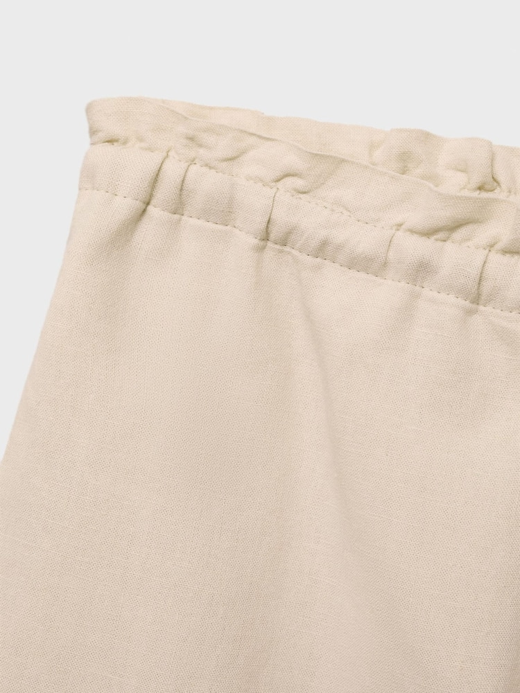 Mango Cream Straight-Fit Linen Shorts With Drawstring - Image 7 of 7 Mango Cream Straight-Fit Linen Shorts With Drawstring - Image 7 of 7