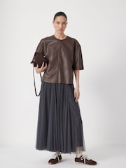 Hush Brown Soft Leather T-Shirt - Image 3 of 7
