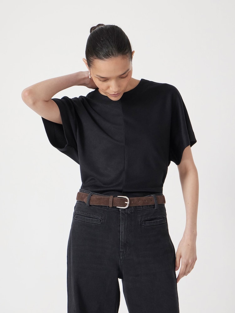 Hush Black Seam Detail Short Sleeve Top - Image 1 of 5 Hush Black Seam Detail Short Sleeve Top - Image 1 of 5
