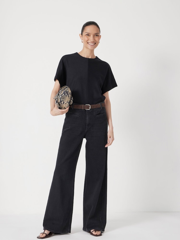 Hush Black Seam Detail Short Sleeve Top - Image 2 of 5 Hush Black Seam Detail Short Sleeve Top - Image 2 of 5