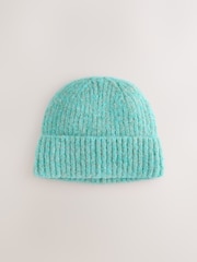 Turquoise Blue Ribbed Beanie Containing Wool Hat - Image 1 of 3