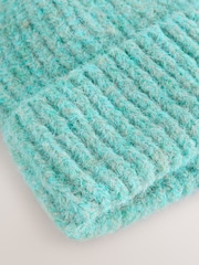 Turquoise Blue Ribbed Beanie Containing Wool Hat - Image 4 of 5