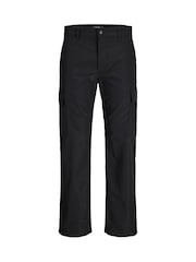 JACK & JONES Junior Relaxed Fit Tech Cargo Black Trousers - Image 1 of 2