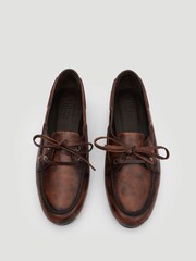 Hush Brown Leather Boat Shoes - Image 5 of 6