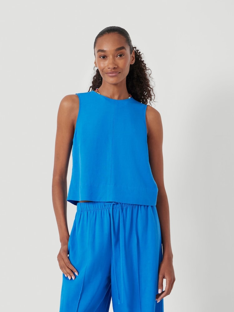 Hush Blue Vera Linen Blend Shell Top - Image 1 of 4