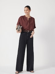 Hush Black Short Rowan Welt Pocket Flared Jeans - Image 2 of 5