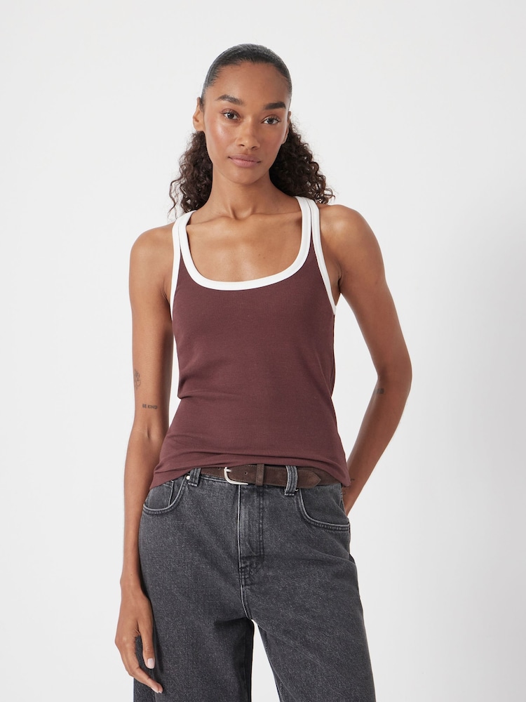 Hush Brown Contrast Trim Vest - Image 1 of 1 Hush Brown Contrast Trim Vest - Image 1 of 1