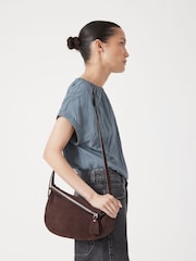 Hush Brown Zippy Crescent Leather Cross-Body Bag - Image 1 of 6