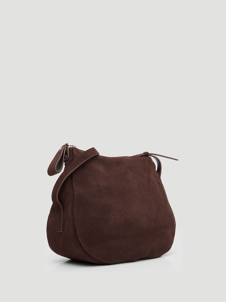 Hush Brown Zippy Crescent Leather Cross-Body Bag - Image 6 of 6