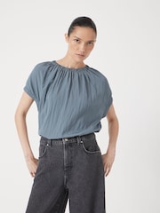 Hush Gathered Crew Neck Short Sleeve Top - صورة 1 من 5