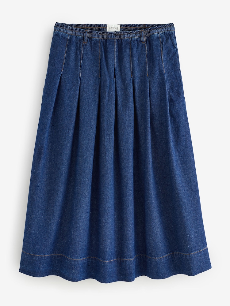 Hush Ivy Pleated Denim Midi Skirt - Imagem 2 de 6
