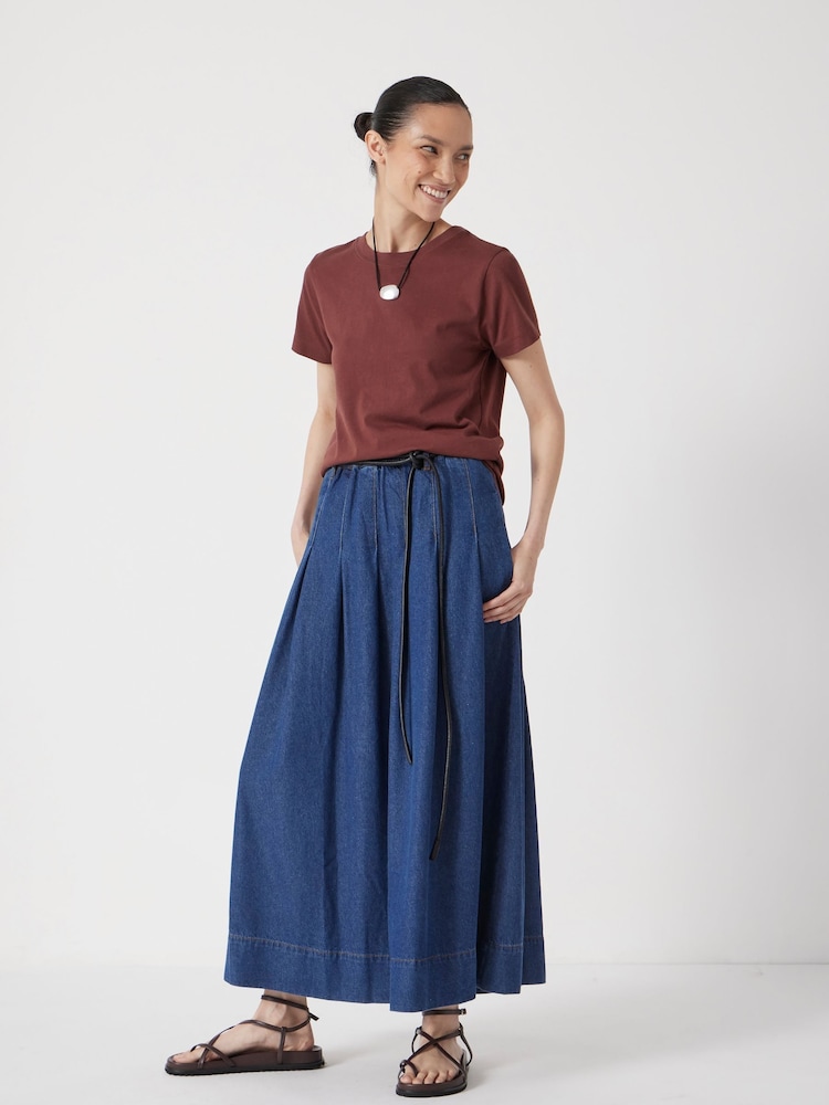 Hush Blue Ivy Pleated Denim Midi Skirt - Image 2 of 7 Hush Blue Ivy Pleated Denim Midi Skirt - Image 2 of 7