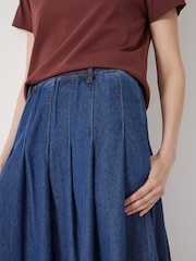 Hush Ivy Pleated Denim Midi Skirt - Imagem 3 de 6