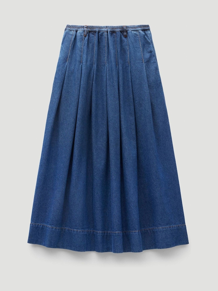 Hush Ivy Pleated Denim Midi Skirt - Imagem 6 de 6