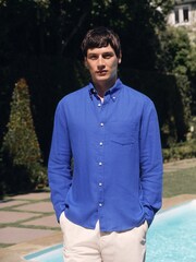 Blue Long Sleeve Linen Shirt - Image 1 of 8