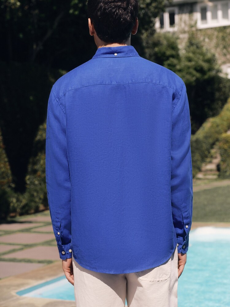 Blue Long Sleeve Linen Shirt - Image 2 of 8