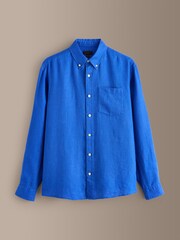 Blue Long Sleeve Linen Shirt - Image 5 of 8