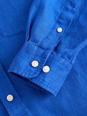Blue Long Sleeve Linen Shirt - Image 7 of 8