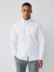 Blanc - Manches longues - Chemise Oxford légère à poche - Image 1 de 9