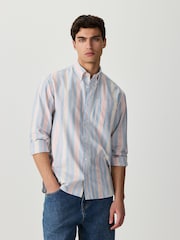 Blue/Pink Stripe Oxford Long Sleeve Shirt - Image 1 of 9