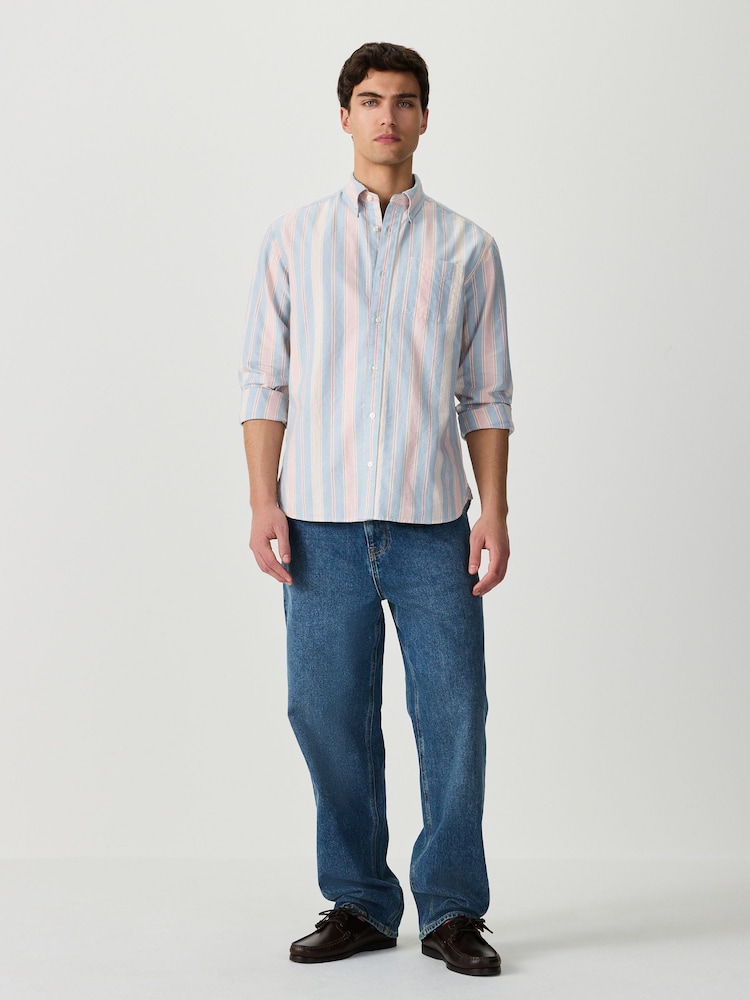 Blue/Pink Stripe Oxford Long Sleeve Shirt - Image 2 of 9