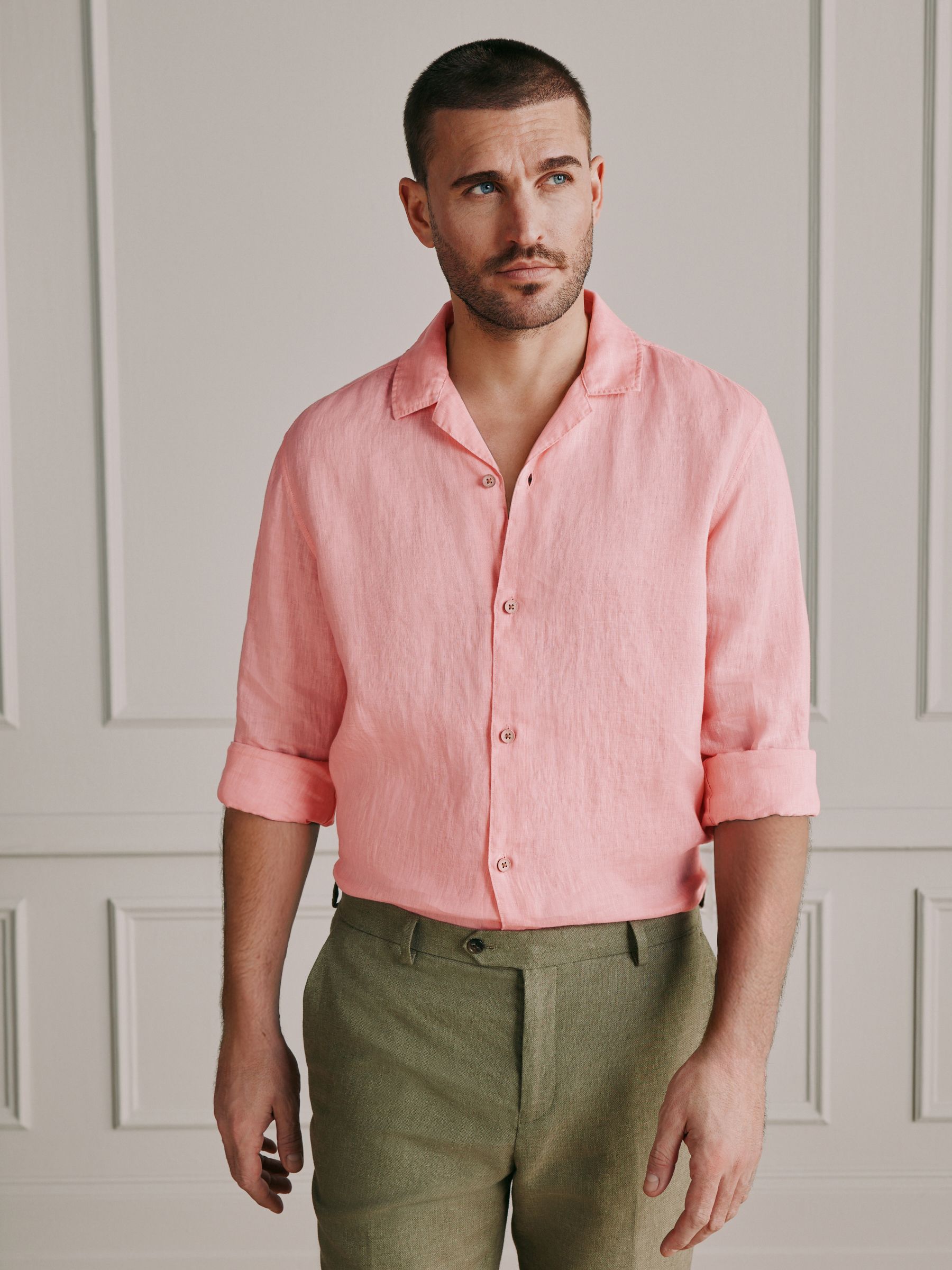 Buy Pink Signature 100% Linen Shirt from Next USA