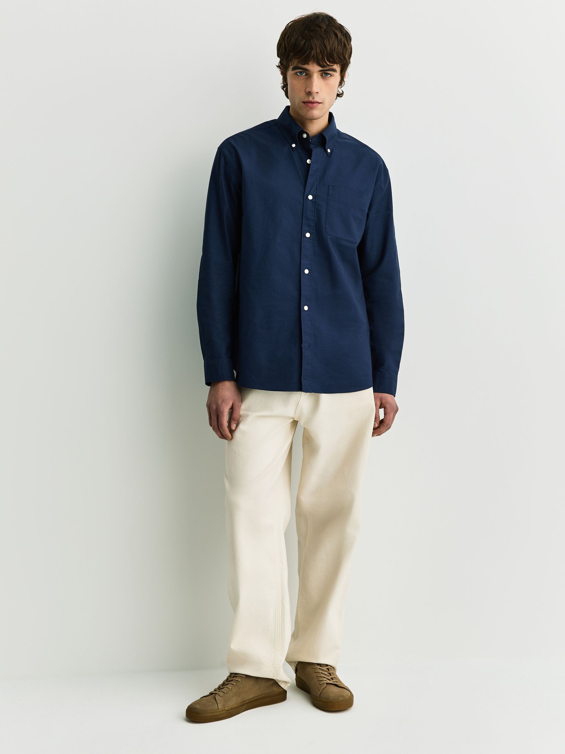 Buy Navy Long Sleeve Regular Fit Oxford Shirt from the Next UK