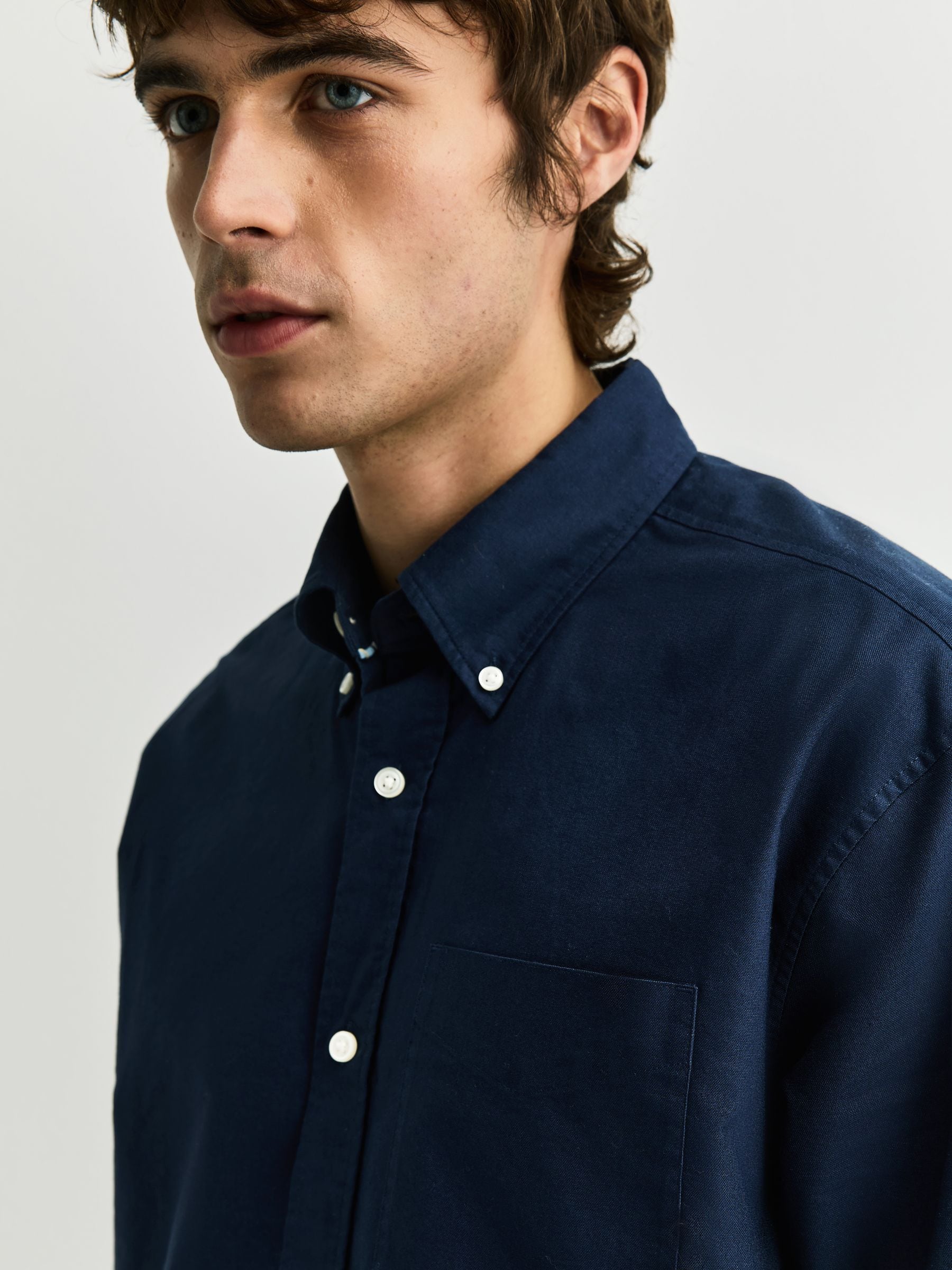 Buy Navy Long Sleeve Regular Fit Oxford Shirt from the Next UK