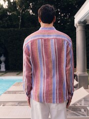 Multi Stripe Long Sleeve Linen Shirt - Image 4 of 8