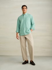 Green Long Sleeve Lightweight Pocket Oxford  Shirt - Image 2 of 7