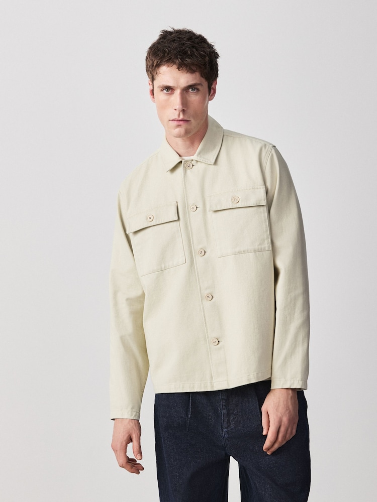 بيج فاتح - Washed Twill Shacket - صورة 1 من 9