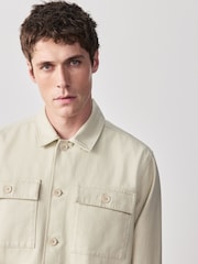 بيج فاتح - Washed Twill Shacket - صورة 4 من 9