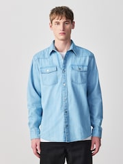 Bleach Denim Western Styling Long Sleeve Shirt - Image 1 of 9