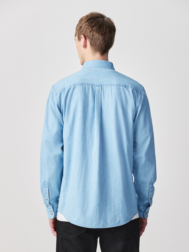 Bleach Denim Western Styling Long Sleeve Shirt - Image 2 of 9
