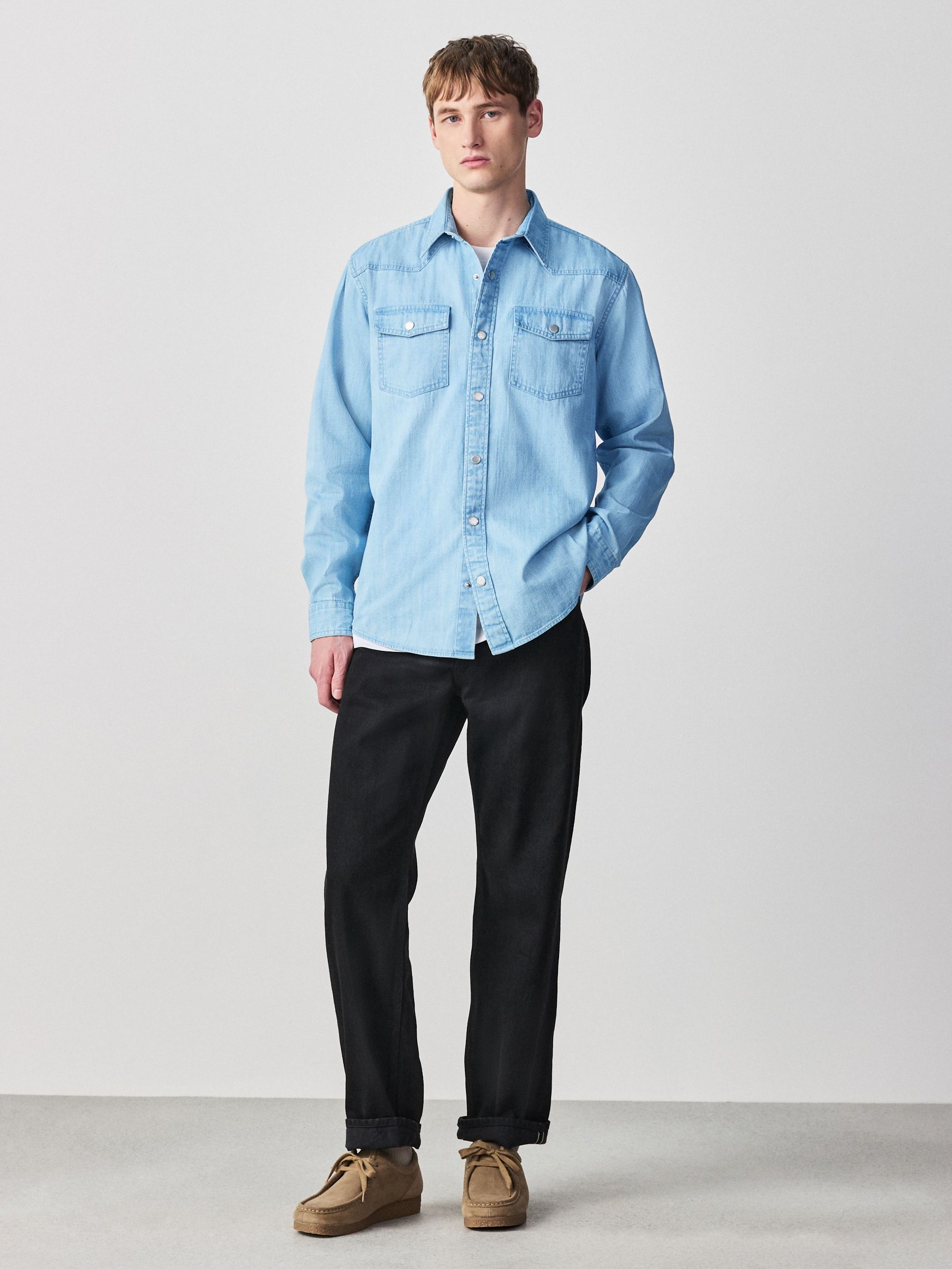 Buy Bleach Denim Western Styling Long Sleeve Shirt from Next USA