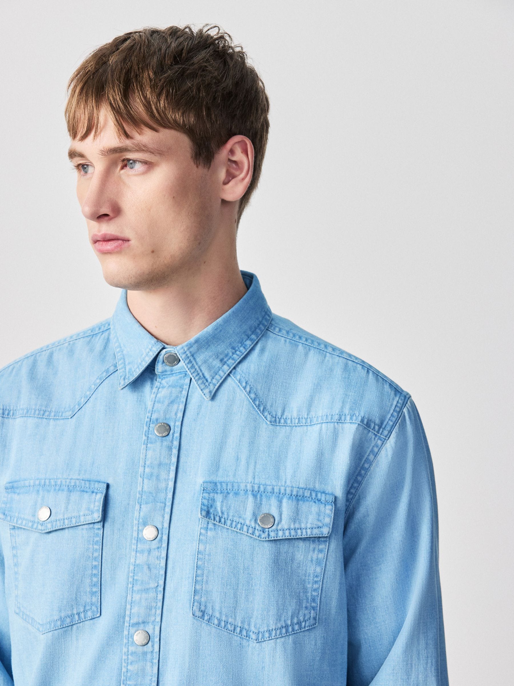 Buy Bleach Denim Western Styling Long Sleeve Shirt from Next USA