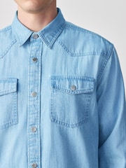 Bleach Denim Western Styling Long Sleeve Shirt - Image 5 of 9