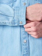 Bleach Denim Western Styling Long Sleeve Shirt - Image 6 of 9