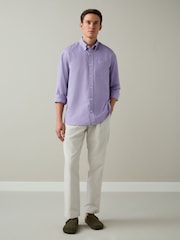 Lilac Purple Long Sleeve Lightweight Pocket Oxford  Shirt - Image 2 of 7