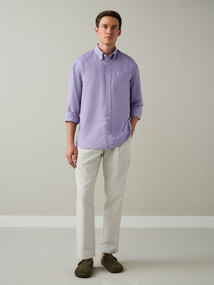 Lilac Purple Long Sleeve Lightweight Pocket Oxford  Shirt - Image 2 of 7