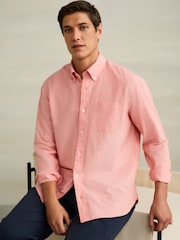 Coral Pink Long Sleeve Lightweight Pocket Oxford  Shirt - Image 1 of 8