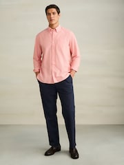 Coral Pink Long Sleeve Lightweight Pocket Oxford  Shirt - Image 3 of 8