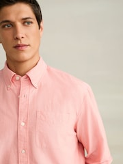 Coral Pink Long Sleeve Lightweight Pocket Oxford  Shirt - Image 5 of 8