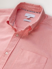 Coral Pink Long Sleeve Lightweight Pocket Oxford  Shirt - Image 7 of 8