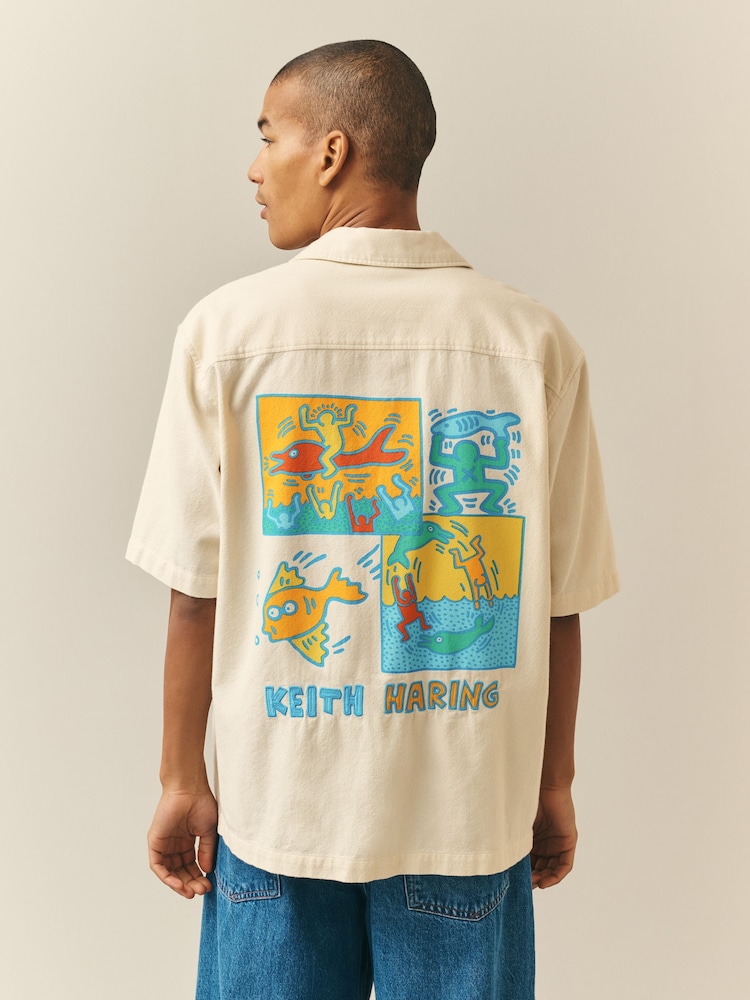 Ecru Keith Haring Print Short Sleeve Shirt - Image 1 of 10