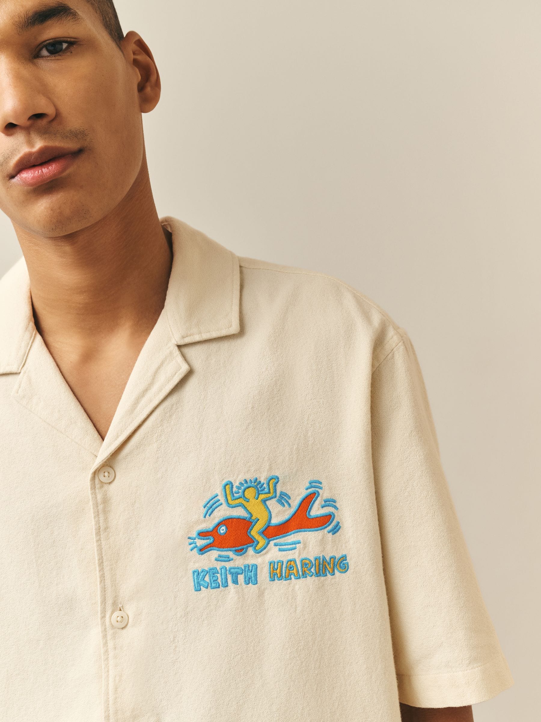 Comprar Ecru Keith Haring - Camisa de manga curta com estampado e