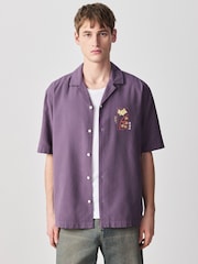 Purple Japanese Back Print Short Sleeve Shirt - Image 1 of 10